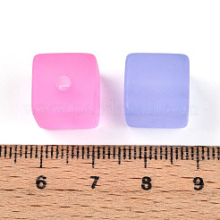 つや消し透明なアクリルビーズ  キューブ  ミックスカラー  12x12x12mm  穴：2.8mm  約252個/500g&nbsp;FACR-N006-03