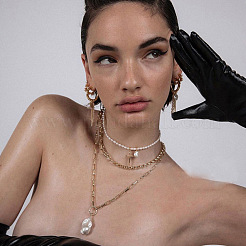 Alloy Rhinestone Rice Tassel Stud Earrings&nbsp;FS-WG9547A-01