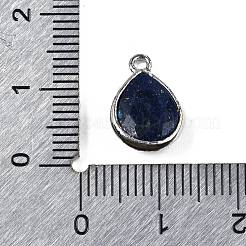 天然染色ラピスラズリのファセットペンダント  ラックメッキ金メッキ真鍮ティアドロップチャーム  14x9.5x4mm  穴：1.4mm&nbsp;G-U019-05P-07