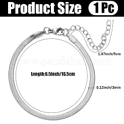 304ステンレススチールヘリンボーンチェーンブレスレット1個、男性用、女性用  ステンレス鋼色  ワイド：3mm  6-1/2インチ（16.5cm）&nbsp;BJEW-DJ0001-56