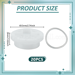 ポリエチレン製スクリュー蓋20個  ラウンド  ホワイト  65x4.5mm  蓋：69.5x26mm&nbsp;FIND-GO0004-23