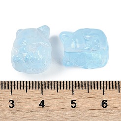 透明スプレーペイントガラスビーズ  キツネ  ライトスカイブルー  15x14x13.5mm  穴：1.2mm&nbsp;GLAA-H035-01E