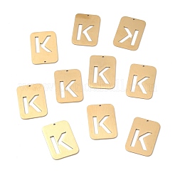 イオンプレーティング（IP）304ステンレスペンダント  アルファベットの長方形  中空  文字.k  32x22x1mm  穴：1.5mm&nbsp;STAS-K216-49K-G