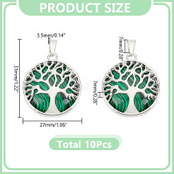 10Pcs Synthetic Malachite Flat Round Pendants&nbsp;G-AR0006-25B