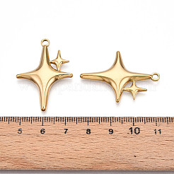 304ステンレスペンダント  イオンプレーティング（ip）  スターのチャーム  18KGP本金メッキ  36x26x3mm  穴：2.5mm&nbsp;STAS-N109-79G