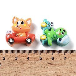 オペーク樹脂カボション  クマ/キリン/ライオンが乗った車  ミックスカラー  24.5~27x19~26x9~11mm&nbsp;RESI-G085-06