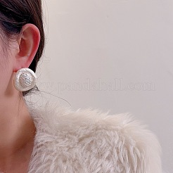 女性用合金ナゲットスタッドピアス  銀  30x28mm&nbsp;WGAE852-02