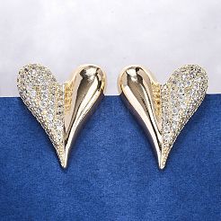 Brass Clear Cubic Zirconia Stud Earrings&nbsp;EJEW-Q014-37G