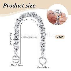 亜鉛合金ツイストリングチェーンバッグハンドル  留め金付き  プラチナ  340~355x16mm&nbsp;FIND-WH0436-47P