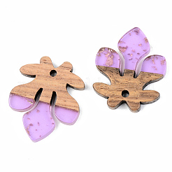 Transparent Resin & Walnut Wood Pendants&nbsp;RESI-S389-051B-B01
