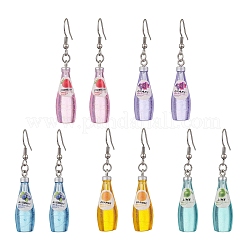 女性用樹脂カクテルペンダントと304ステンレススチールダングルイヤリング  ステンレス鋼色  ミックスカラー  54.5x11mm&nbsp;EJEW-JE06406