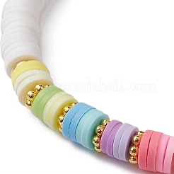 Polymer Clay Heishi Surfer Stretch Bracelet&nbsp;BJEW-JB09642-01