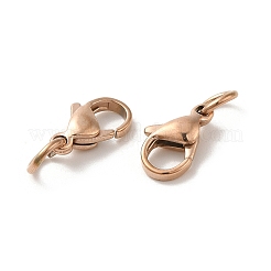304ステンレススチール製ロブスタークロウ留め金  オウムトリガークラスプ  ローズゴールド  13x8x4mm  穴：4mm&nbsp;STAS-K155-E-11RG