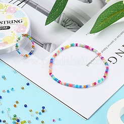 DIYジュエリー作成キット  丸いガラスシードビーズを含む  弾性水晶の線  ピンセット  はさみ  合金の留め金と鉄の指輪  ミックスカラー  ビーズ：19200個/セット&nbsp;DIY-YW0003-32A
