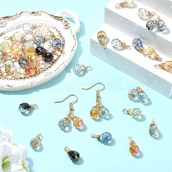 50Pcs 10 Colors Glass Pendants&nbsp;PALLOY-YW00168