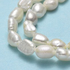 天然養殖淡水パールビーズ連売り  ケシパールビーズ  研磨両側  リネン  5~6x4~4.5x3mm  穴：0.6mm  約55~63個/連  13.58~13.98''（34.5~35.5センチメートル）&nbsp;PEAR-A005-16