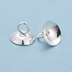 201 ステンレススチールビーズキャップペンダントベイル  グローブガラスバブルカバーペンダント用  銀  7x10mm  穴：3mm&nbsp;STAS-L244-27A-S