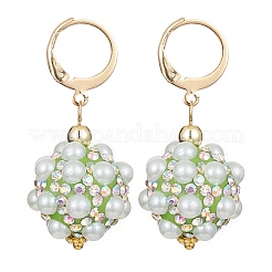 Polymer Clay Rhinestone Disco Ball Dangle Leverback Earrings&nbsp;EJEW-JE05298