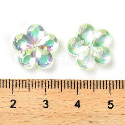透明アクリルビーズ  プラム  ABカラーメッキ  芝生の緑  13.5x14.5x4.5mm  穴：1.8mm  約1111個/500g&nbsp;PACR-H004-01F