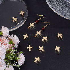10個の合金ビーズ  カドミウムフリー＆鉛フリー  クロス  18KGP本金メッキ  14.5x12x5mm  穴：1.6mm&nbsp;TIBEB-BBC0001-03G