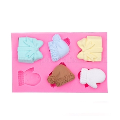 クリスマスのテーマフォンダン型  食品グレードのシリコンモールド  DIYケーキデコレーション用  チョコレート  キャンディ  UVレジンとエポキシレジンのクラフト作り  混合図形  ショッキングピンク  107x67x11mm  内径：21~25x19~28mm&nbsp;DIY-I060-13
