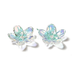 透明なアクリルビーズキャップ  5  - 花びらの花  クリアAB  11.5x12x3.5mm  穴：1.5mm&nbsp;X-OACR-H016-02