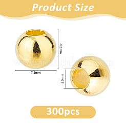 300個の樹脂ビーズ  ロンデル  ゴールド  7.5~8x6.5mm  穴：3.5mm&nbsp;RESI-DC0001-58A