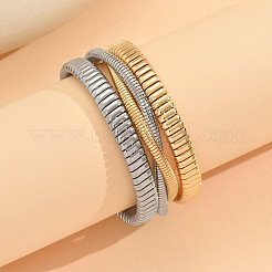 ツートンカラーの亜鉛合金製3連カフバングル  フラット  プラチナ·ゴールデン  内径：2.68インチ（6.8cm）&nbsp;WG02E92-01