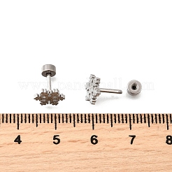 304ステンレススチールスタッドピアス  ステンレス鋼色  スノーフレーク  8x7mm&nbsp;EJEW-H161-01P-E