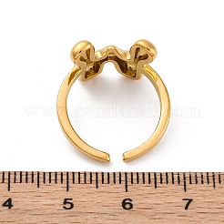 女性用304ステンレススチールオープンカフリング  文字L  18KGP本金メッキ  文字W  13~14x7~15mm&nbsp;RJEW-M060-01G-23