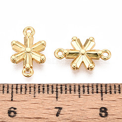 真鍮製コネクタチャーム  花のリンク  長持ちメッキ  ニッケルフリー  18KGP本金メッキ  13x8x2mm  穴：1mm&nbsp;KK-N263-110G