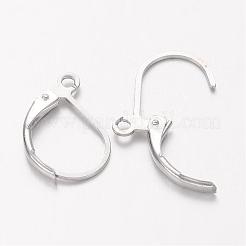 プラチナメッキ真鍮フレンチフックピアスパーツ  カン付き  ニッケルフリー  15x10mm  穴：1mm&nbsp;X-KK-H670-N-NF
