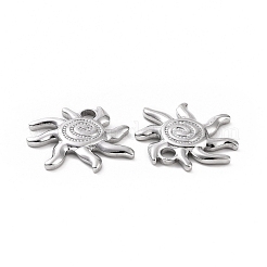 変色しない304ステンレススチールペンダント  太陽のチャーム  ステンレス鋼色  19x20x2.5mm  穴：3mm&nbsp;STAS-C003-12P