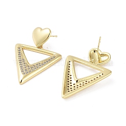 Rack Plating Brass Micro Pave Cubic Zirconia Studs Earrings&nbsp;EJEW-B047-03G-02
