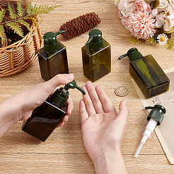 プラスチックポンププレスボトル  詰め替え式ボトル  ローション用  ダークオリーブグリーン  5x3.3x11.8cm  容量：100ml（3.38fl.oz）&nbsp;AJEW-WH0471-116A