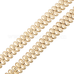 1連メッキガラスビーズ連売り  ティアドロップ  ライトゴールドメッキ  9x6x5.5mm  穴：0.9mm  約125個/連  15.75インチ（40cm）&nbsp;EGLA-TA0013-31C