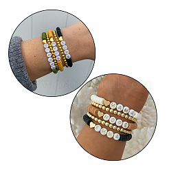 DIY平石ビーズスタイルストレッチブレスレット作りキット  手作りのポリマークレイ、アクリル、非磁性の合成ヘマタイト、真鍮ビーズを含む  弾性水晶の線  ミックスカラー  6x1mm  穴：2mm&nbsp;DIY-JP0005-86