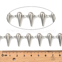 304ステンレススチールティアドロップリンクチェーン  ハンダ付け  スプールで  ステンレス鋼色  19x12x6.5mm  約5m /ロール&nbsp;CHS-G042-07P