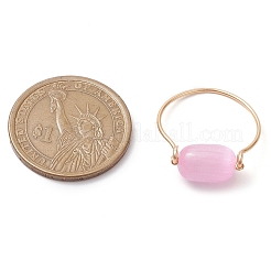 ドラム天然セレナイト指輪  女性用銅線指輪  ミックスカラー  内径：20mm&nbsp;RJEW-JR00797
