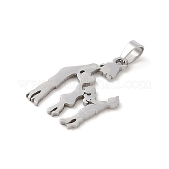 変色しない母の日 304 ステンレススチールペンダント  レーザー切断  母と子の魅力  ステンレス鋼色  31.5x22x1mm  穴：6x4mm&nbsp;STAS-U002-02P