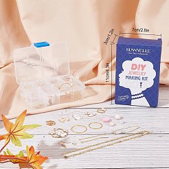 ウサギをテーマにしたダングルイヤリングのDIY製作キット  合金エナメルペンダントを含む  ガラス＆フロッキーアクリルビーズ  真鍮製イヤリングフック＆ピン＆アズキチェーン＆リンキングリング＆丸カン  ゴールドカラー  ペンダント：28pcs / セット&nbsp;DIY-SC0017-56