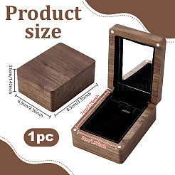 木製ペンダント収納マグネットボックス（内側に鏡付き）  長方形  キャメル  8.5x6.5x3.6cm&nbsp;CON-WH0085-243