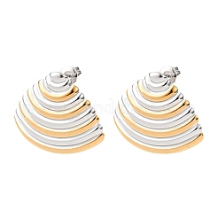 Two Tone Shell Shape 304 Stainless Steel Stud Earrings&nbsp;LS-EJEW-H176-01GP