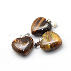 Heart Natural Tiger Eye Pendants&nbsp;G-Q371-06