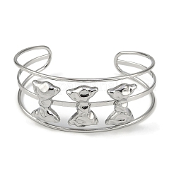 Non-Tarnish 304 Stainless Steel Wide Hollow Bowknot Open Cuff Bangles&nbsp;BJEW-Q348-04P-02