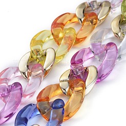 Personalized Rainbow CCB Plastic & Acrylic Curb Chain Necklaces&nbsp;NJEW-JN02878-02