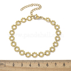 女性用304ステンレススチールリングリンクチェーンブレスレット  イオンプレーティング（ip）  ゴールドカラー  7-1/8インチ（18cm）&nbsp;BJEW-F488-21G-01