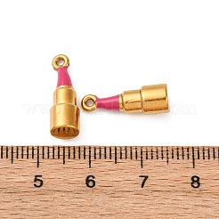 304ステンレススチールエナメルペンダント  口紅のチャーム  ゴールドカラー  濃いピンク  17x5.5mm  穴：1.2mm&nbsp;LS-STAS-Q363-11A-G