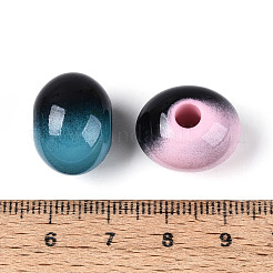 スプレー塗装された不透明なアクリルビーズ  オーバル  ツートン  ミックスカラー  13.5x18x15mm  穴：4.5mm&nbsp;SACR-T018-21M