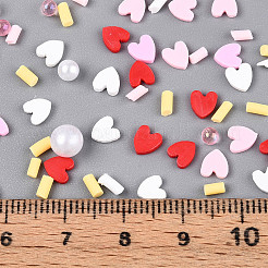 手作り樹脂クレイカボション  プラスチック付き  バレンタインデー  混合図形  ミックスカラー  3~6x1~6x1~6mm&nbsp;CLAY-N013-17A
